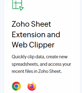 Zoho Sheet Extension and Web Clipper